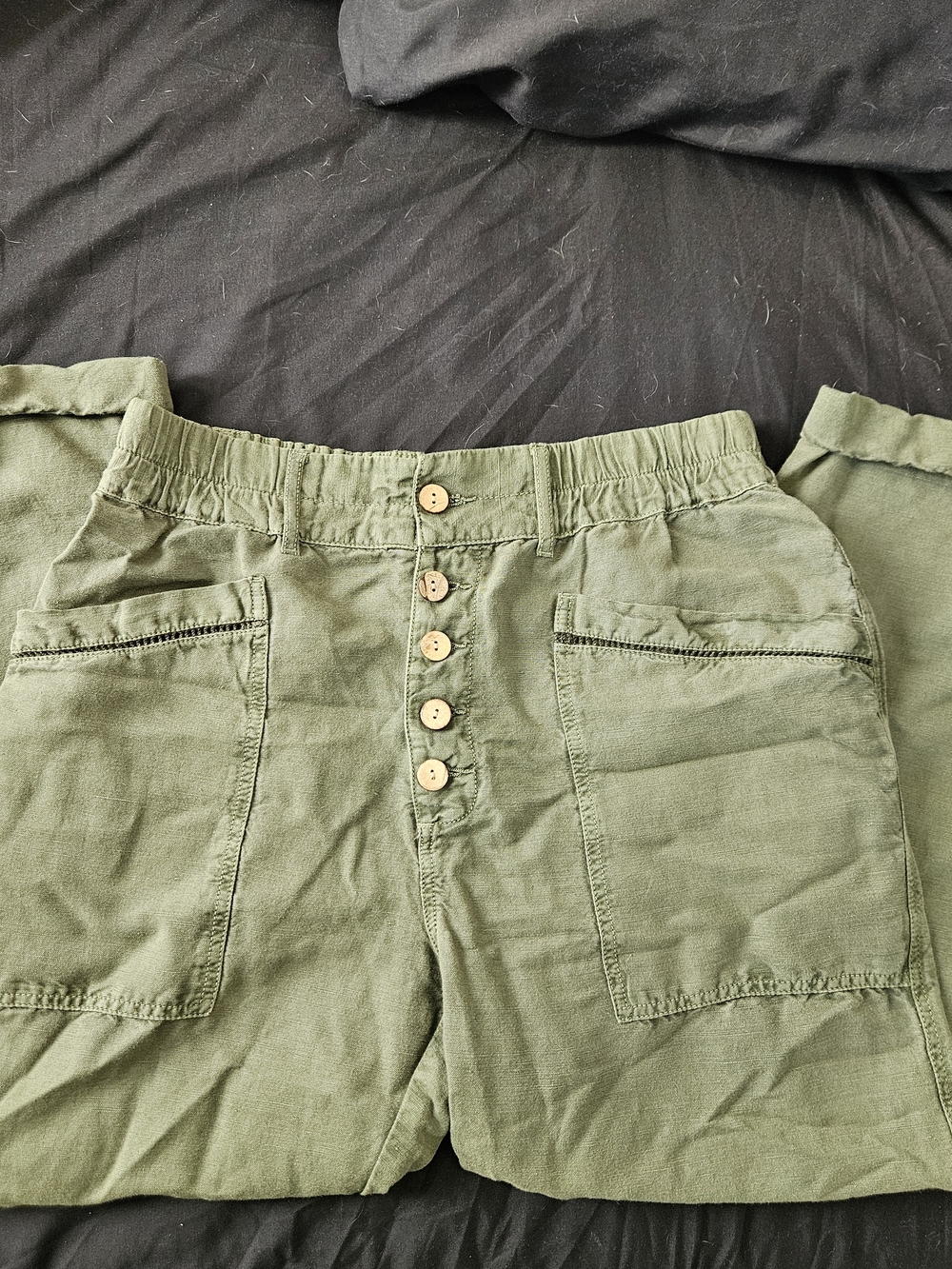 Sundance Olive Green Linen Blend Utility Pants – Size 8